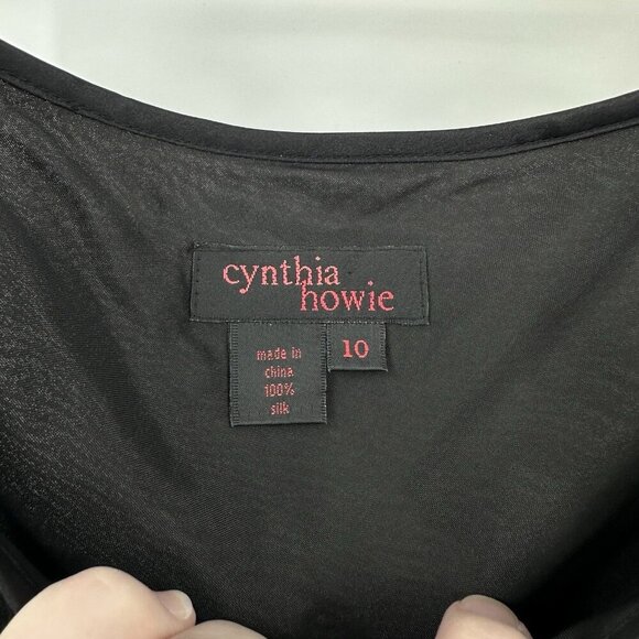 vintage 90s CYNTHIA HOWIE dress 100% silk drop waist sleeveless lbd black 10 - Picture 6 of 6